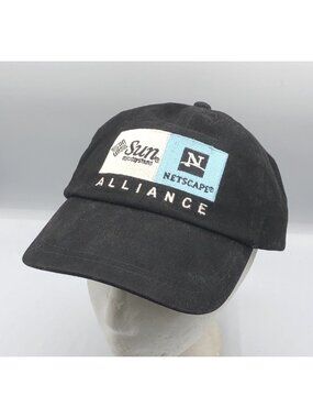 Rare Vintage Netscape Sun Microsystems Alliance Black Adjustable Strapback Hat